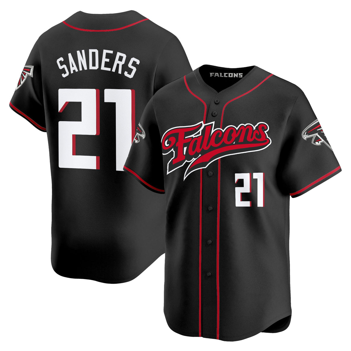Men's Atlanta Falcons 2025 Vapor Limited Baseball Jersey - All Stitched - Black - Deion Sanders — view 1
