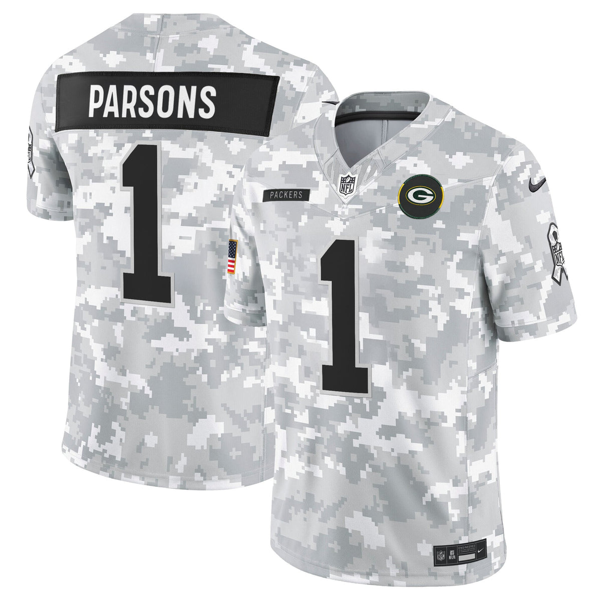 Men's Green Bay Packers 2025 Salute to Service Vapor Limited Jersey - All Stitched - Arctic Camo - Micah Parsons — view 1