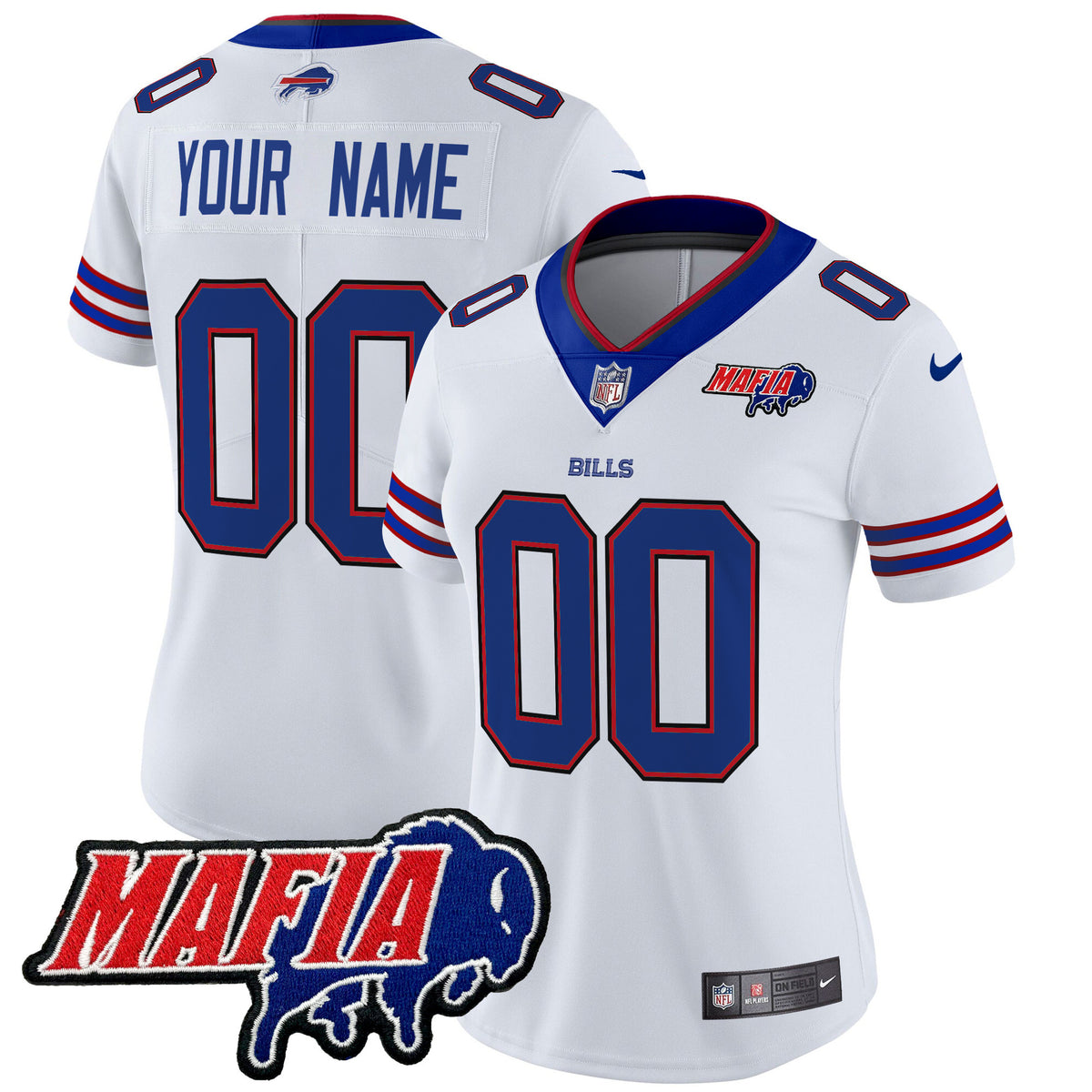Buffalo Bills 2025 Bills Mafia Patch Vapor Limited Custom Jersey - All Stitched - White — view 1