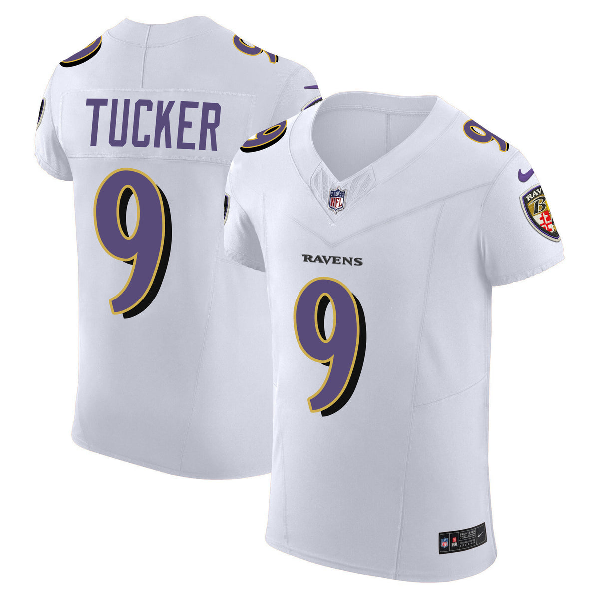 Men's Ravens Vapor Elite Jersey - All Stitched - White - Justin Tucker — view 1
