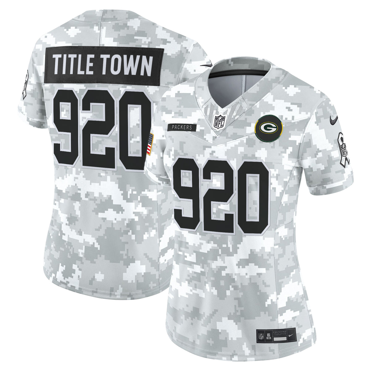 Women's Green Bay Packers 2025 Salute to Service Vapor Limited Jersey - All Stitched - Arctic Camo - Title Town 920 — view 1