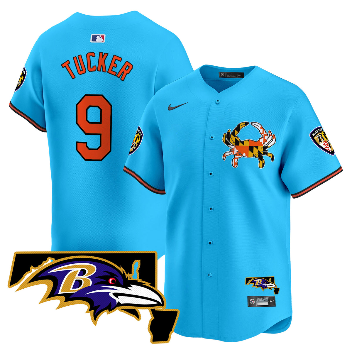 Men's Baltimore Ravens 2024 Vapor Premier Baseball Jersey - All Stitched - Light Blue - Justin Tucker — view 1