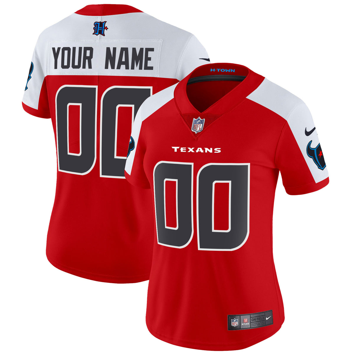 Houston Texans 2024 Vapor Limited Custom Jersey - All Stitched - Red Alternate — view 1