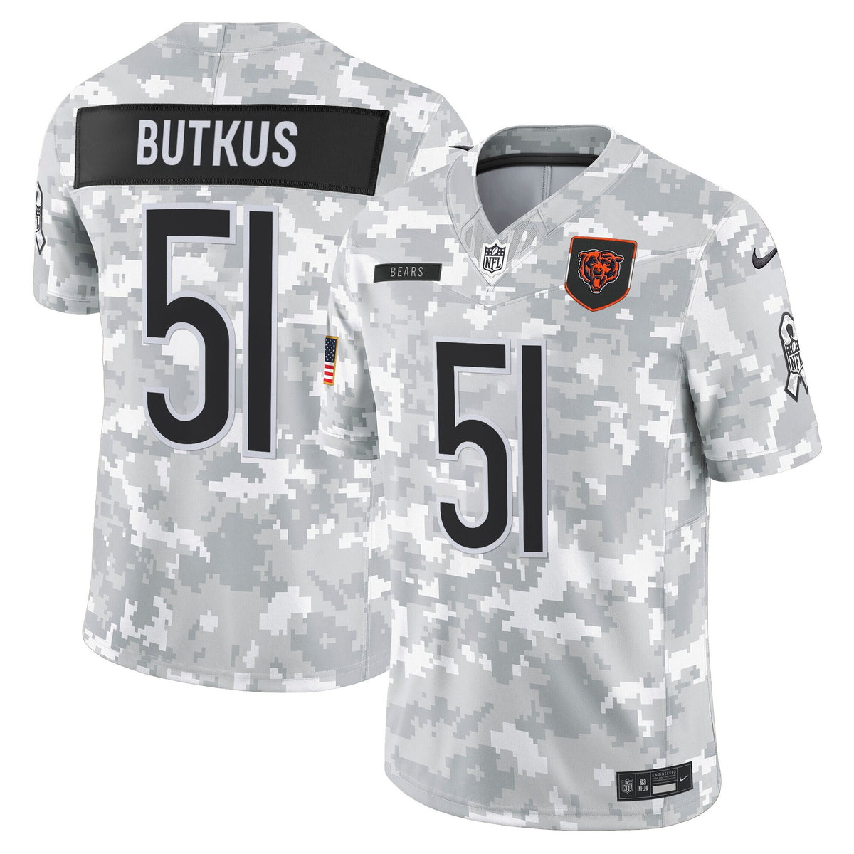 Men's Chicago Bears 2025 Salute to Service Vapor Limited Jersey - All Stitched - Arctic Camo - Dick Butkus — view 1
