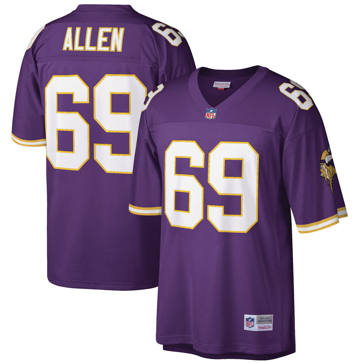 Men's Minnesota Vikings Throwback Player Jersey - All Stitched - Purple Retired - Jared Allen — view 1