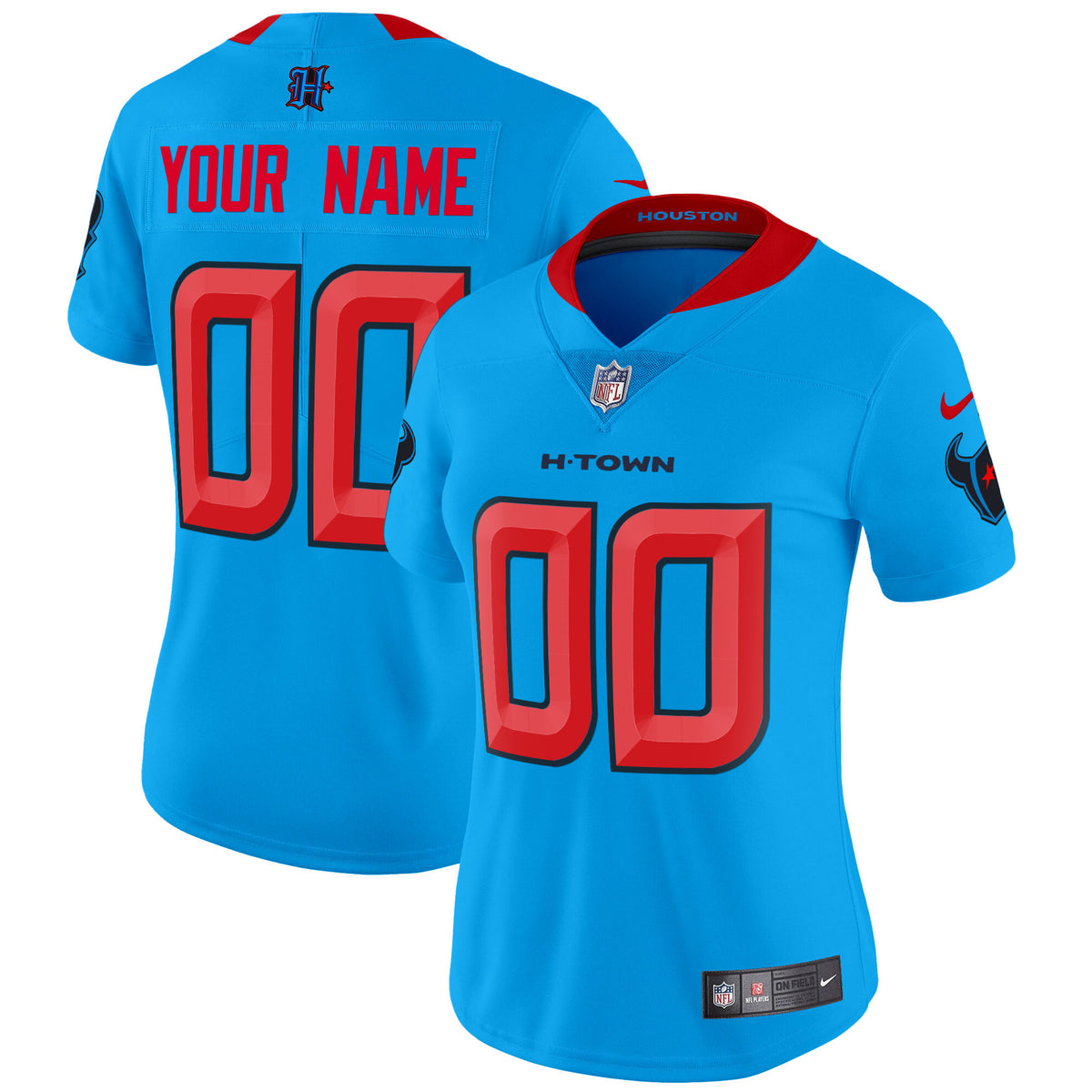 Houston Texans 2024 Vapor Limited Custom Jersey V2 - All Stitched - Blue — view 1
