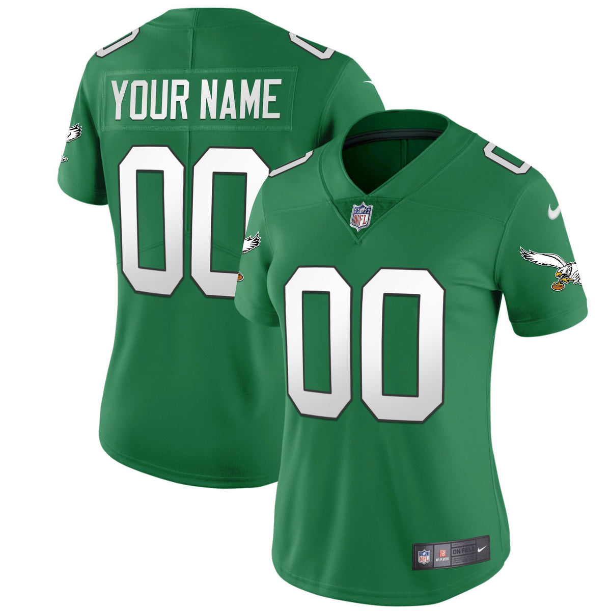 Eagles Kelly Green Gold Custom Jersey - All Stitched - Kelly Green — view 1