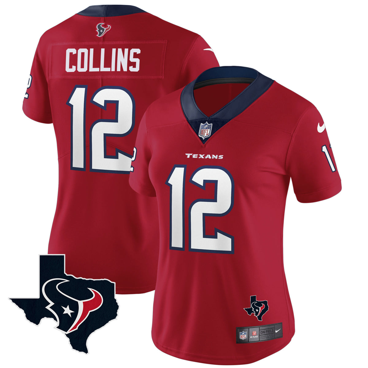 Women's Houston Texans Vapor Limited Jersey - All Stitched - Red - Nico Collins — view 1