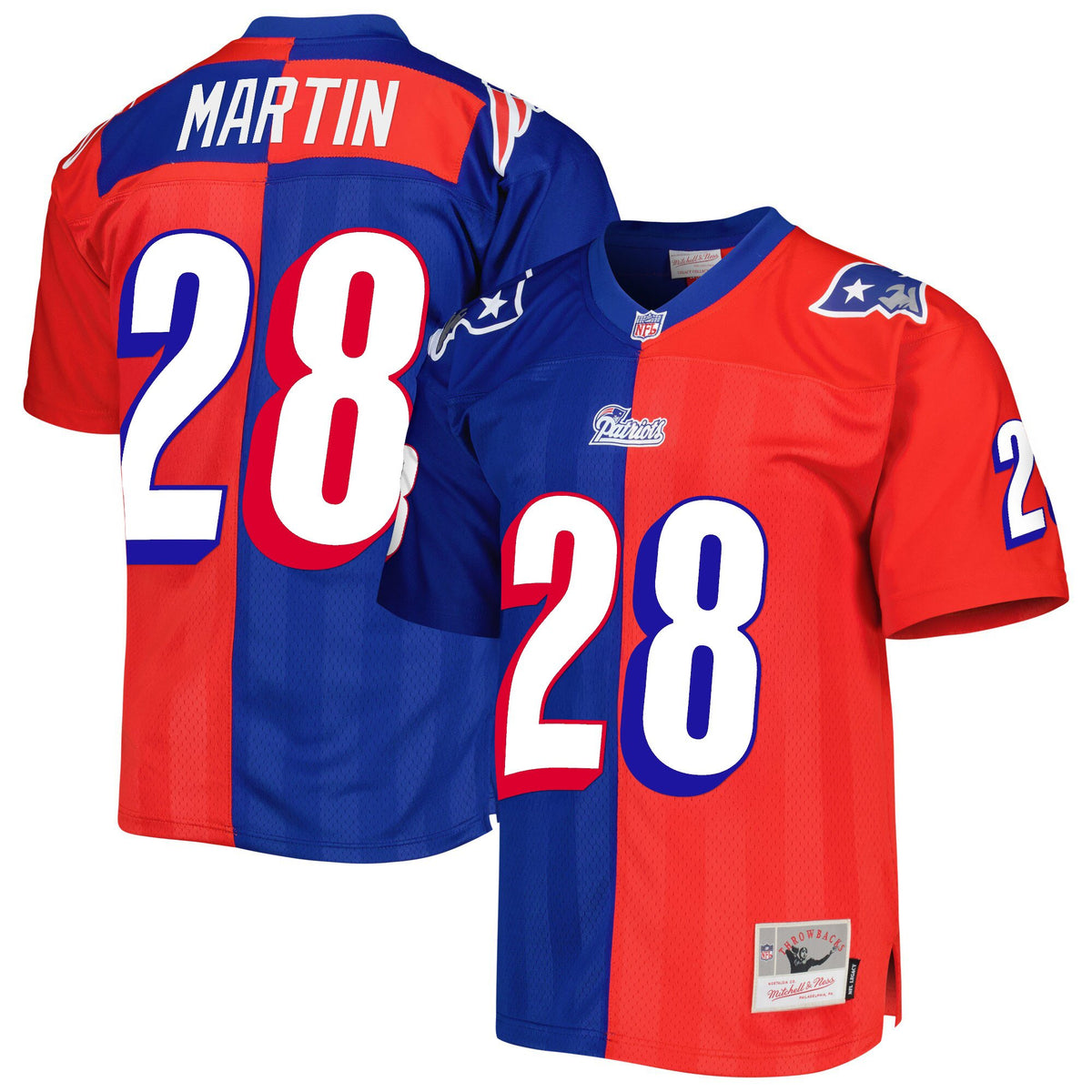 Men's New England Patriots Throwback Player Jersey - All Stitched - Split - Curtis Martin — view 1