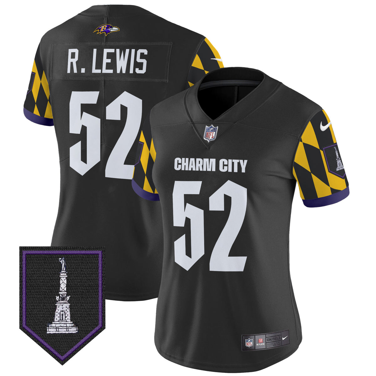 Women's Ravens City Edition Patch Vapor Limited Jersey - All Stitched - Black - Ray Lewis — view 1