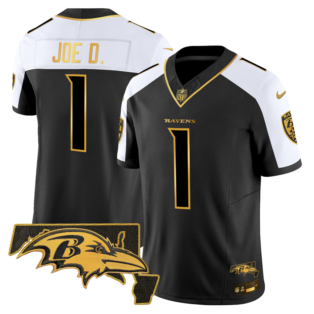 Men's Ravens 2024 Gold Vapor Limited Jersey - All Stitched - Alternate - Joe D — view 1