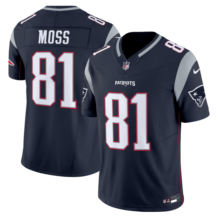 New England Patriots Navy Jersey - All Stitched - Randy Moss — view 1