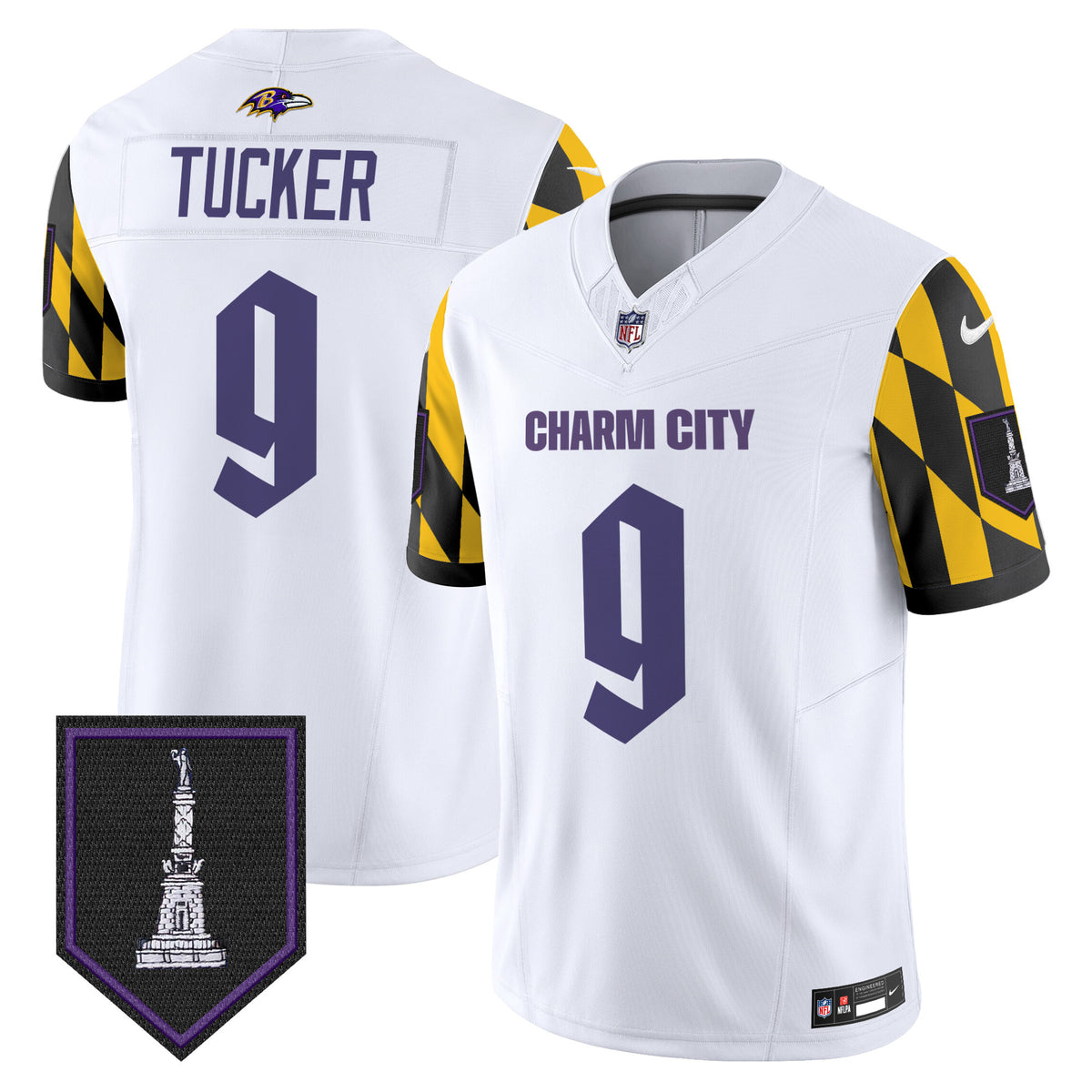 Men's Ravens City Edition Patch Vapor Limited Jersey - All Stitched - White - Justin Tucker — view 1