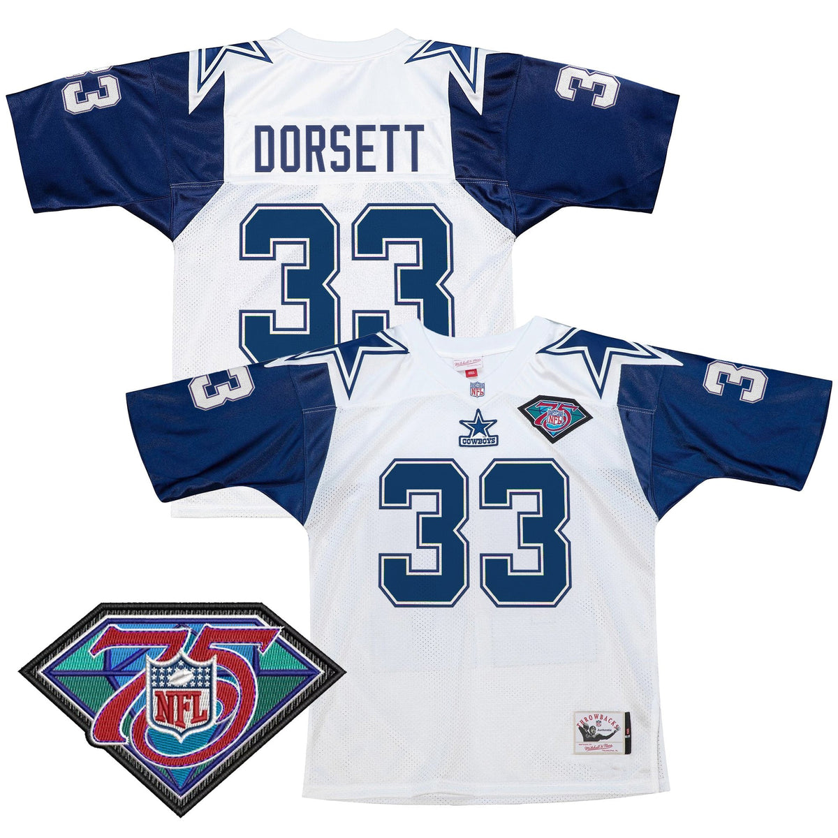 Men's Dallas Cowboys Throwback Player Jersey - All Stitched - White - Tony Dorsett — view 1