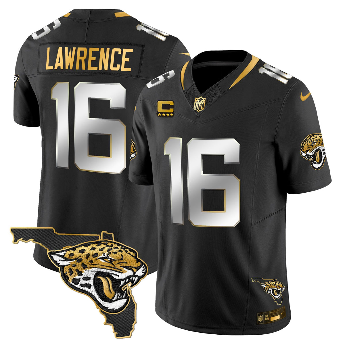 Men's Jacksonville Jaguars 2025 Gold Vapor Limited Jersey - All Stitched - Black Limited - Trevor Lawrence — view 1