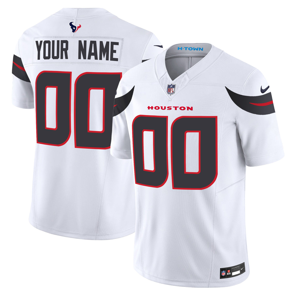 Houston Texans 2024 Vapor Limited Custom Jersey - All Stitched - White — view 1