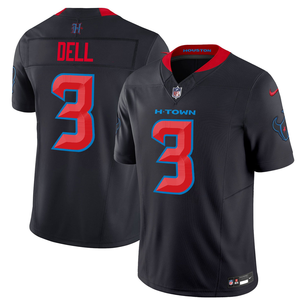 Men's Houston Texans 2024 Vapor Limited Jersey V2 - All Stitched - Navy Limited - Tank Dell — view 1