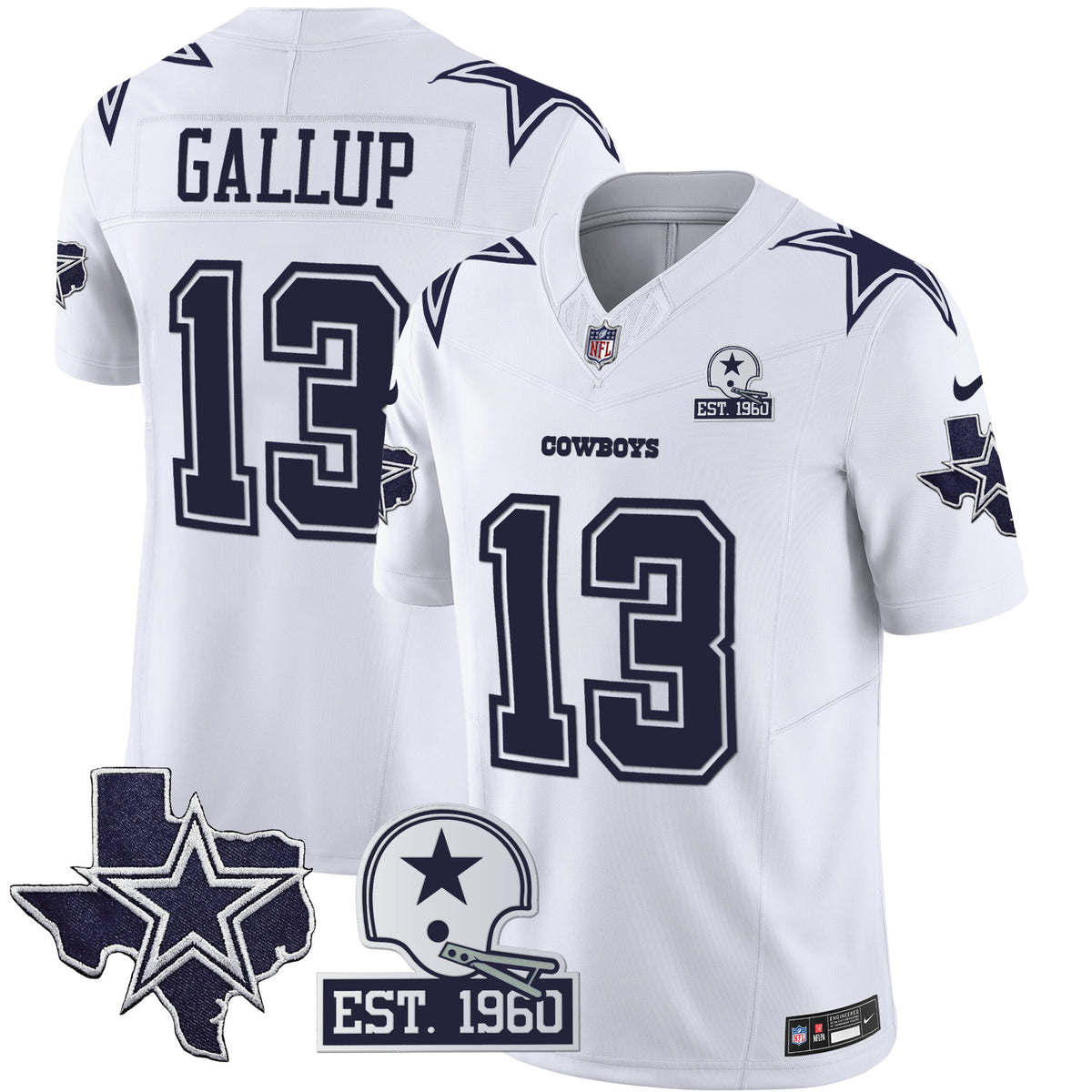 Men's Cowboys Throwback Texas Patch Vapor Limited Jersey - All Stitched - White - Michael Gallup — view 1