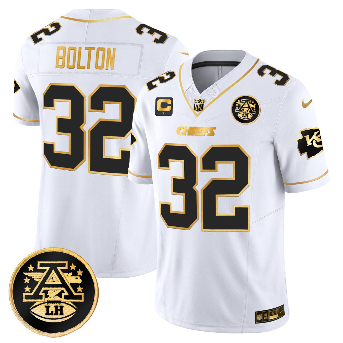 Men's Kansas City Chiefs 2025 Gold Vapor Limited Jersey - All Stitched - White Gold - Nick Bolton — view 1
