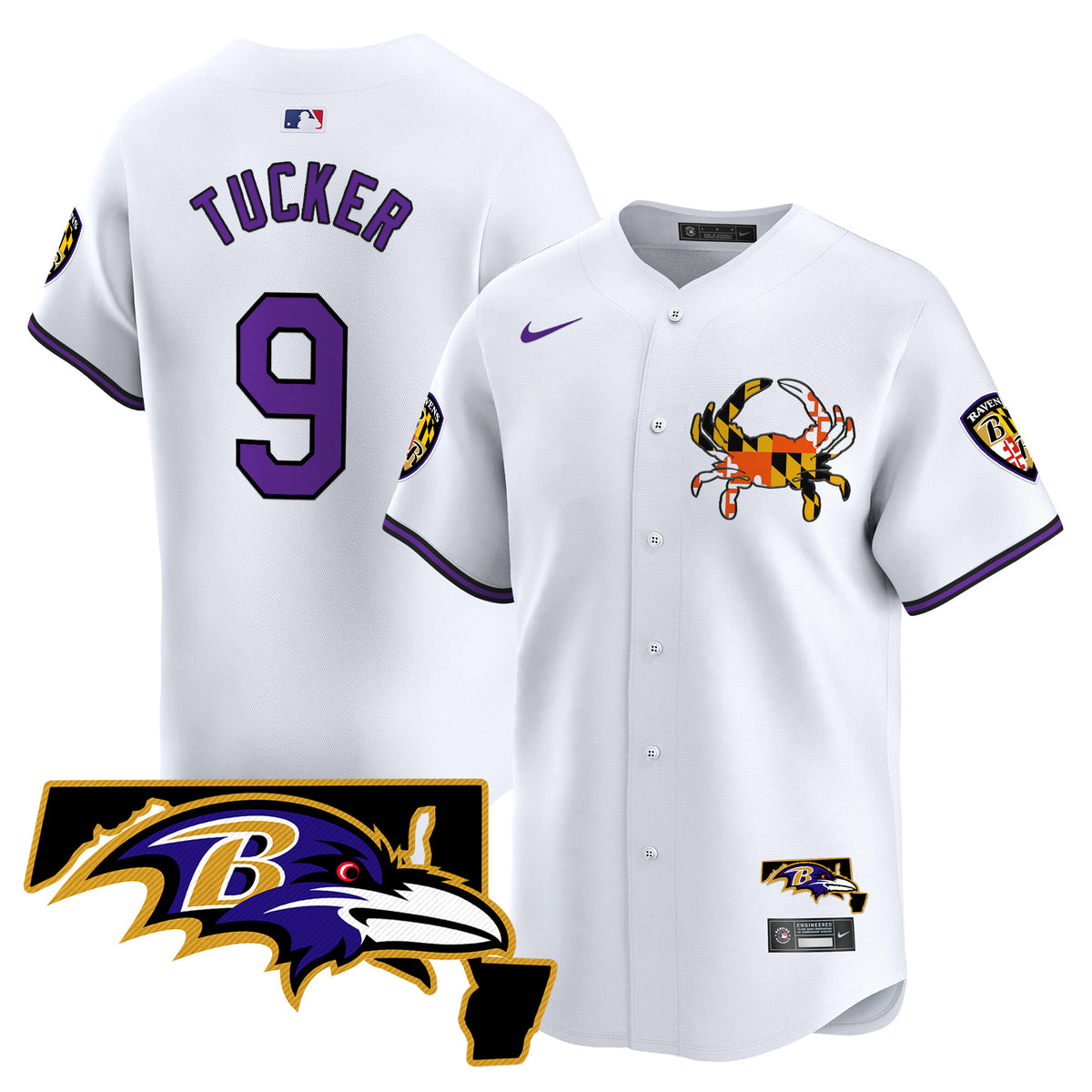Men's Baltimore Ravens 2024 Vapor Premier Baseball Jersey V2 - All Stitched - White - Justin Tucker — view 1