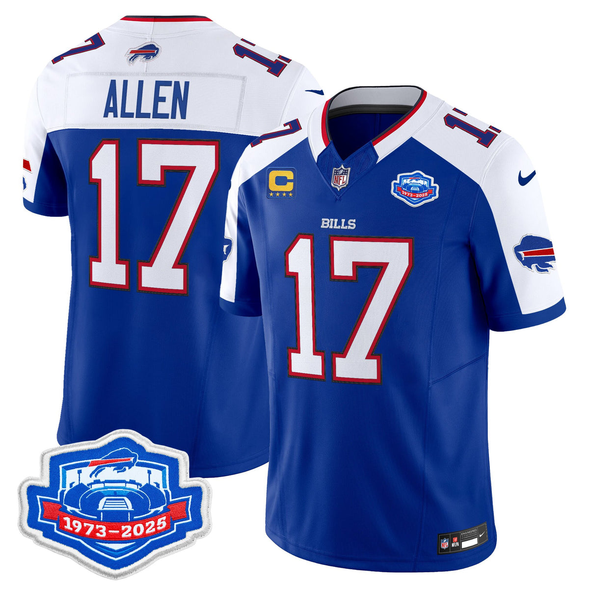Men's Buffalo Bills 1973 - 2025 Farewell Season Patch Vapor Limited Jersey - All Stitched - Royal Alternate - Josh Allen — view 1