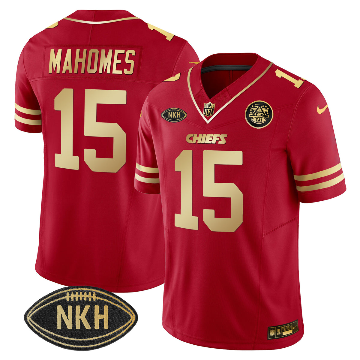 Chiefs NKH Patch Red Gold 2023 Vapor Limited Jersey - All Stitched - Patrick Mahomes — view 1