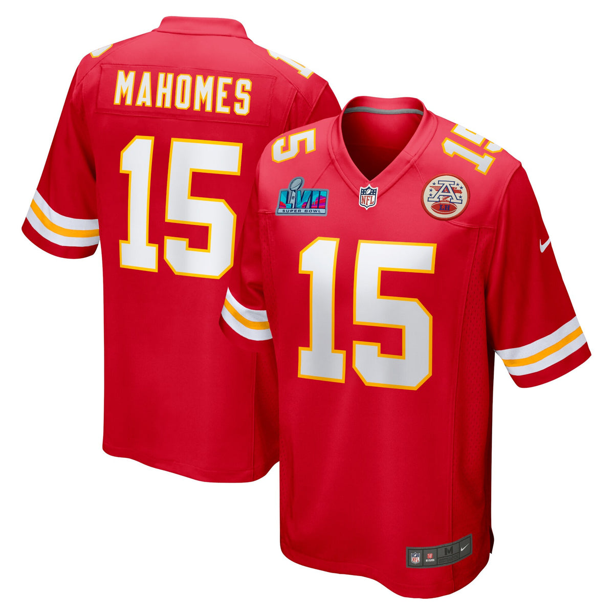 Chiefs Super Bowl LVII Patch Game Jersey Red - All Stitched - Patrick Mahomes — view 1