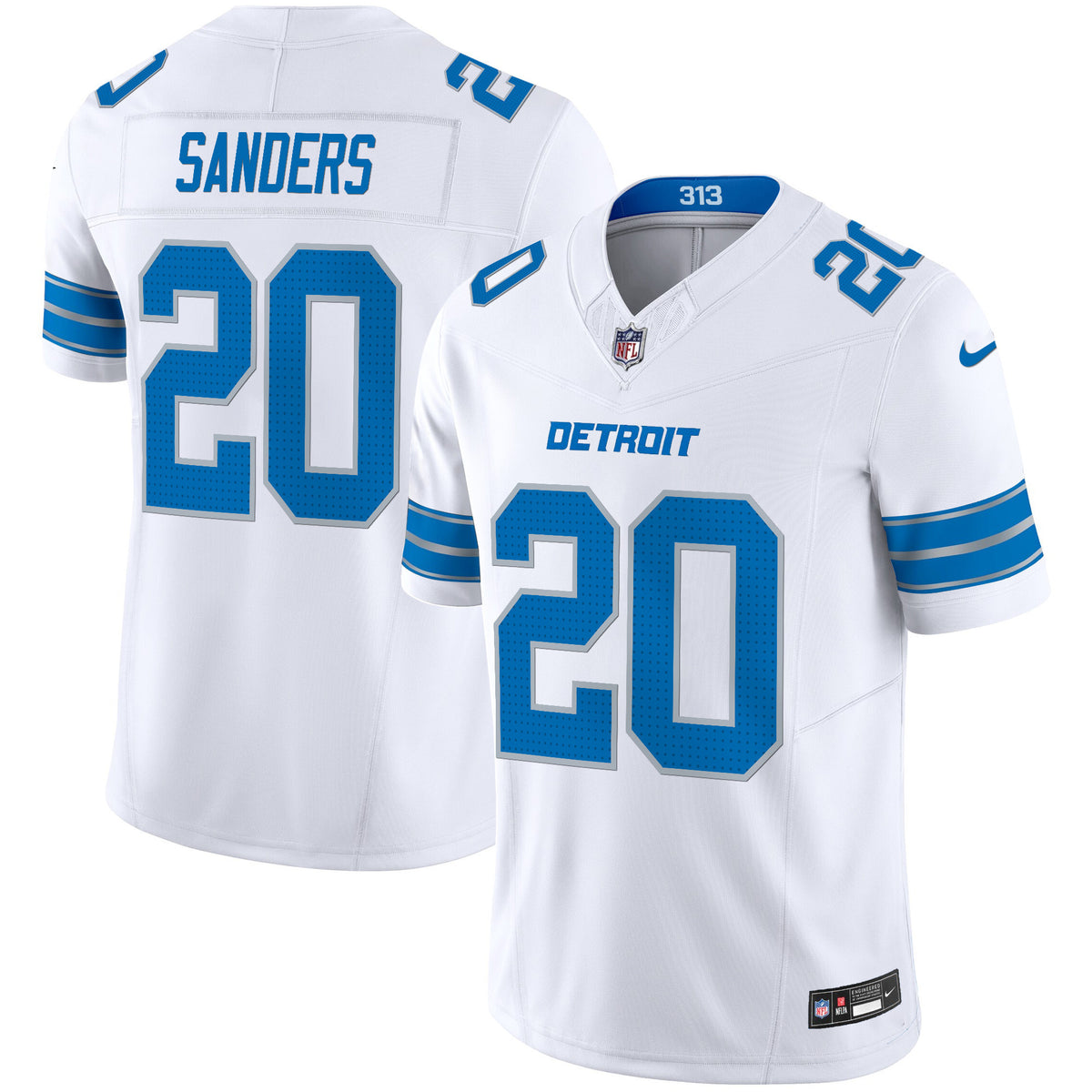 Men's Detroit Lions 2024 Vapor Limited Jersey - All Stitched - White - Barry Sanders — view 1