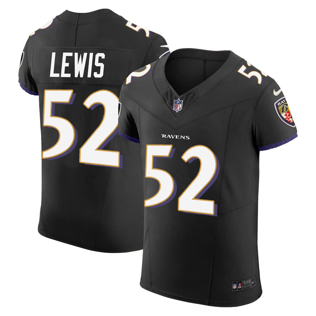 Men's Ravens Vapor Elite Jersey - All Stitched - Black - Ray Lewis — view 1