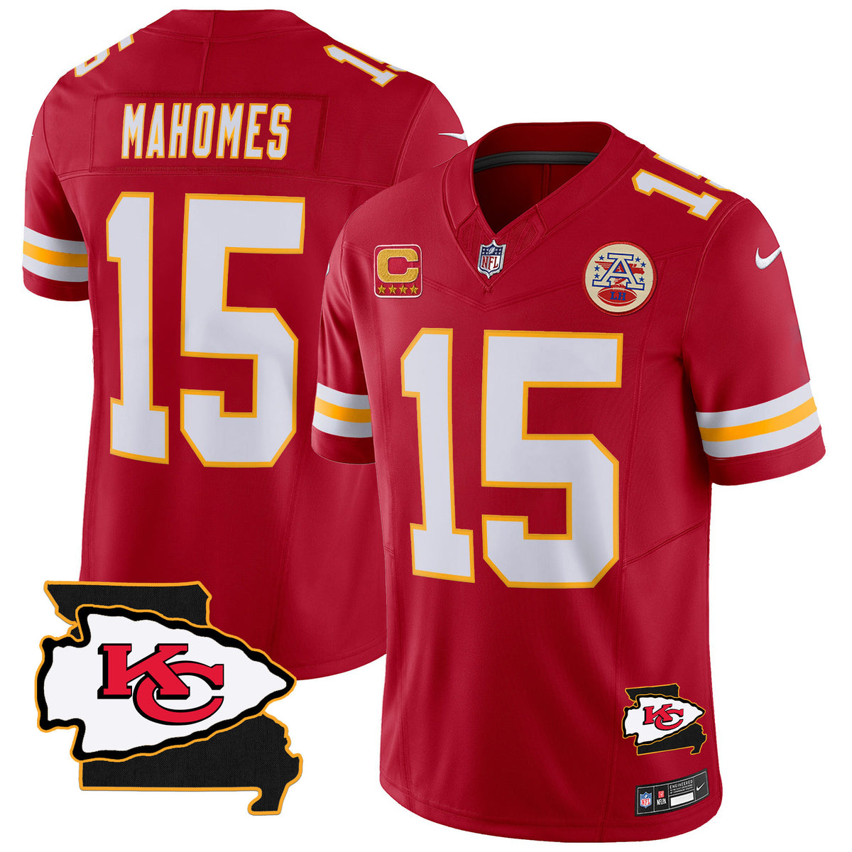 Men's Chiefs Missouri Patch Vapor Limited Jersey - All Stitched - Red - Patrick Mahomes — view 1