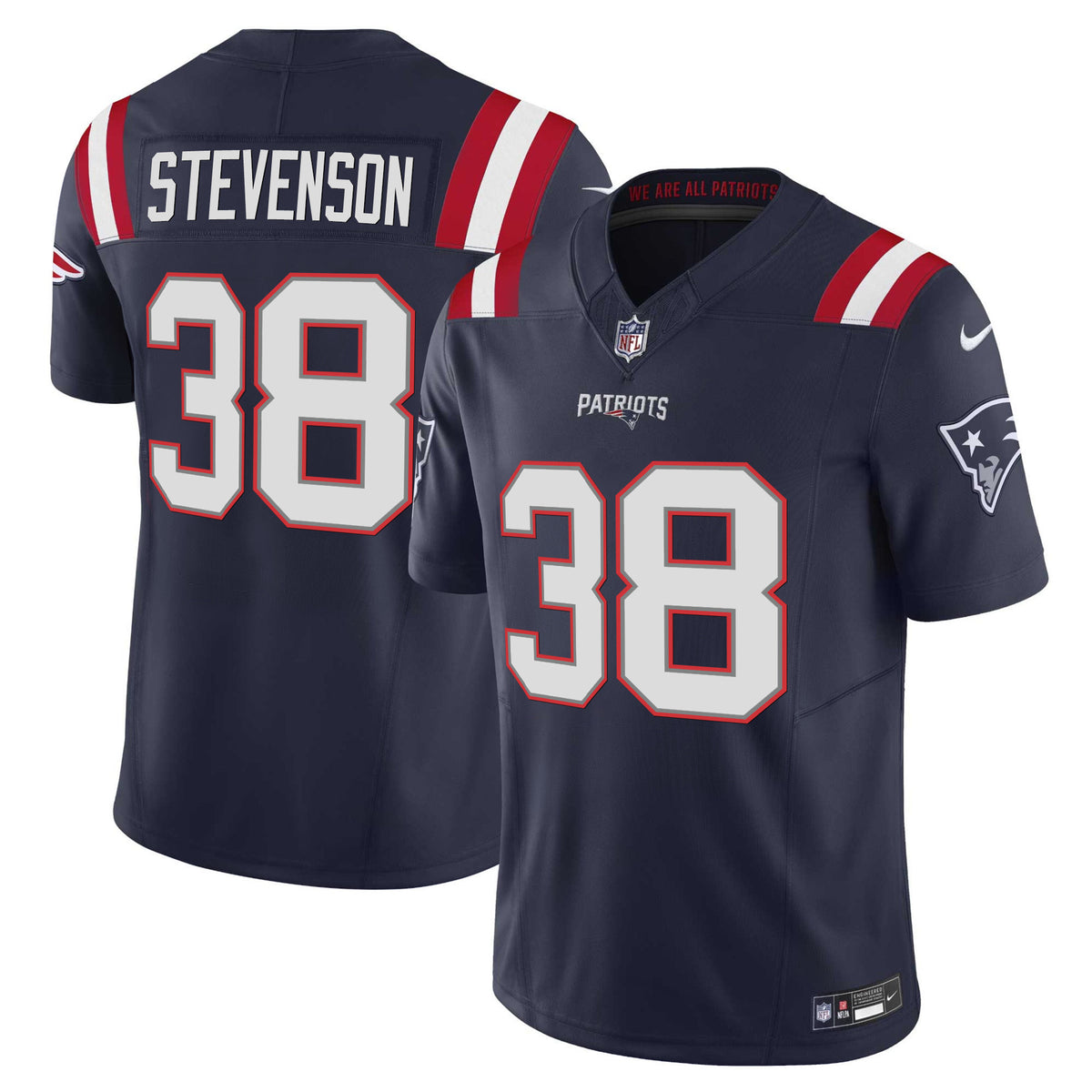 Men's Patriots Vapor Limited Jersey - All Stitched - Navy - Rhamondre Stevenson — view 1