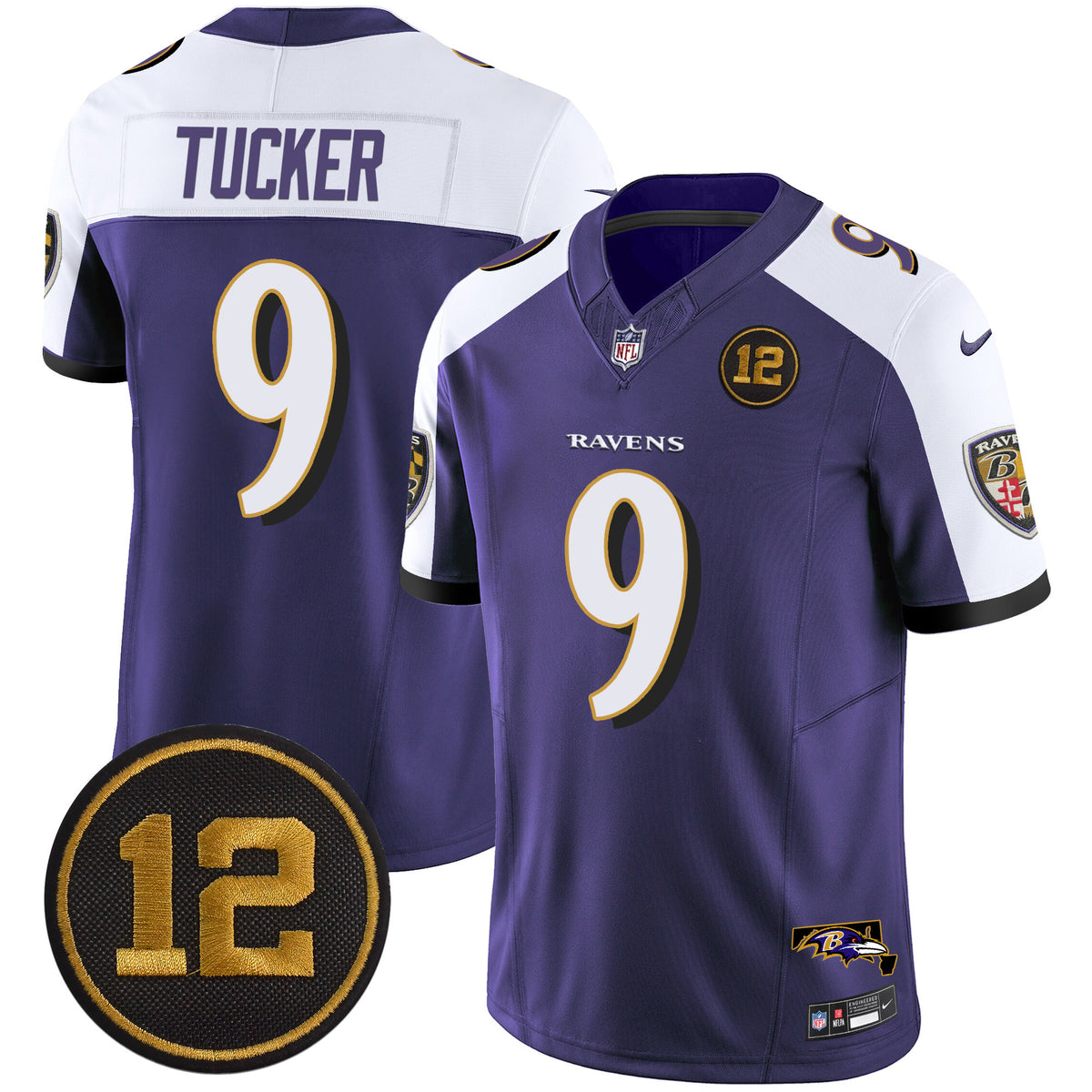 Men's Ravens Jacoby Jones Patch Vapor Limited Jersey - All Stitched - Purple Alternate - Justin Tucker — view 1