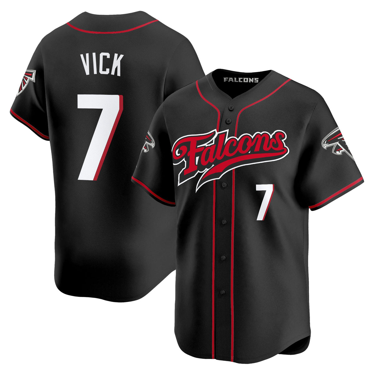 Men's Atlanta Falcons 2025 Vapor Limited Baseball Jersey - All Stitched - Black - Michael Vick — view 1