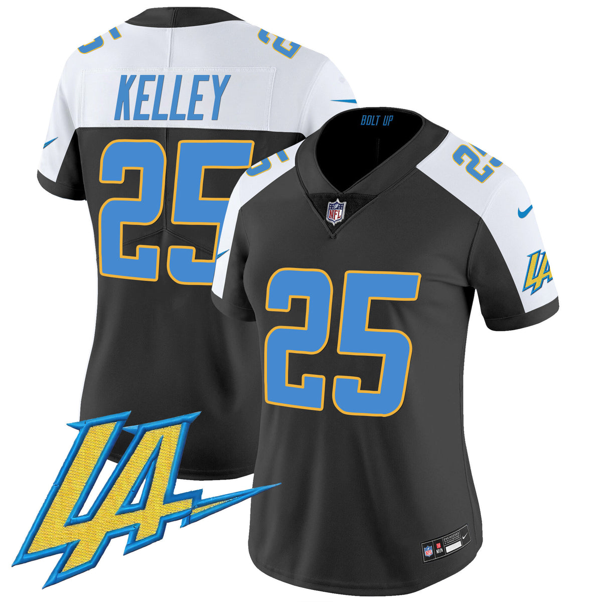 Women's Chargers Vapor Limited Jersey V2 - All Stitched - Black Alternate - Joshua Kelley — view 1