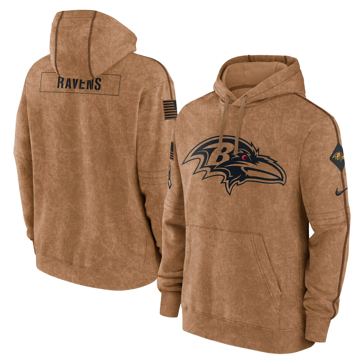 Baltimore Ravens 2023 Salute To Service Brown Hoodie - Printed - Printed — view 1