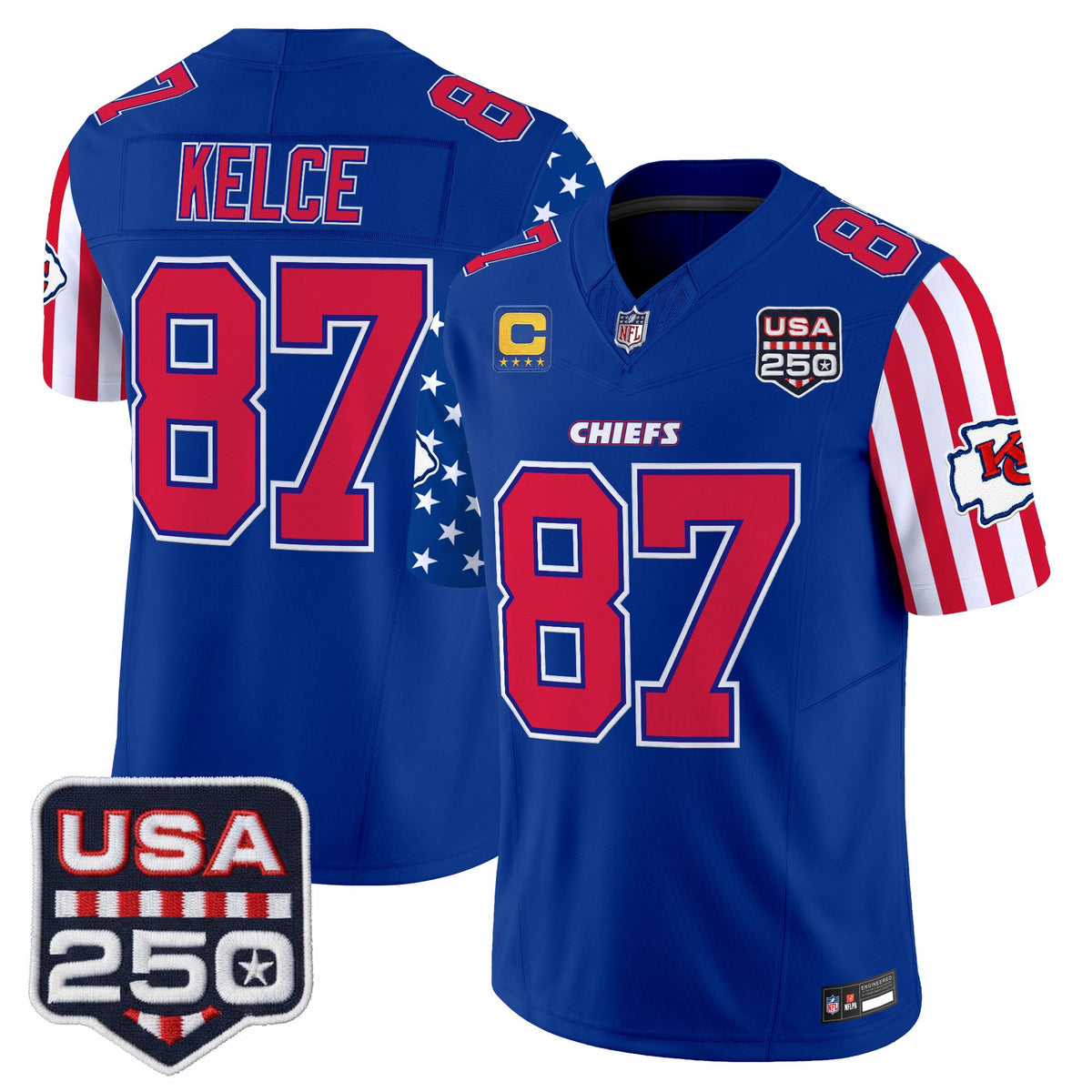 Men's Chiefs America 250 Edition Vapor Limited Jersey - All Stitched - Royal - Travis Kelce — view 1