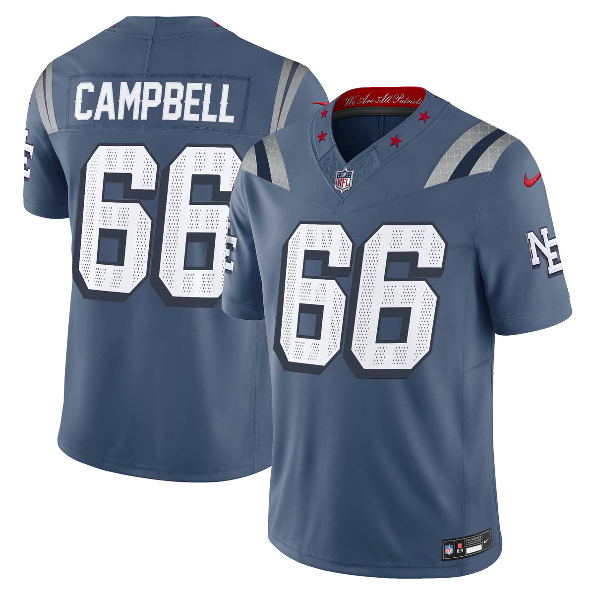 Men's New England Patriots 2025 Vapor Limited Jersey - All Stitched - Storm Blue - Will Campbell — view 1
