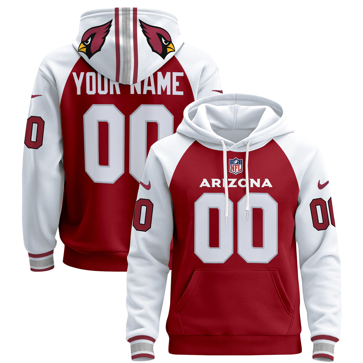 Arizona Cardinals 2024 Custom Pullover Hoodie - All Stitched - Red Alternate — view 1