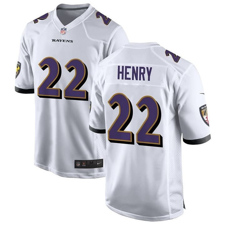 Derrick Henry #22 Baltimore Ravens Jersey - All Stitched - White — view 1