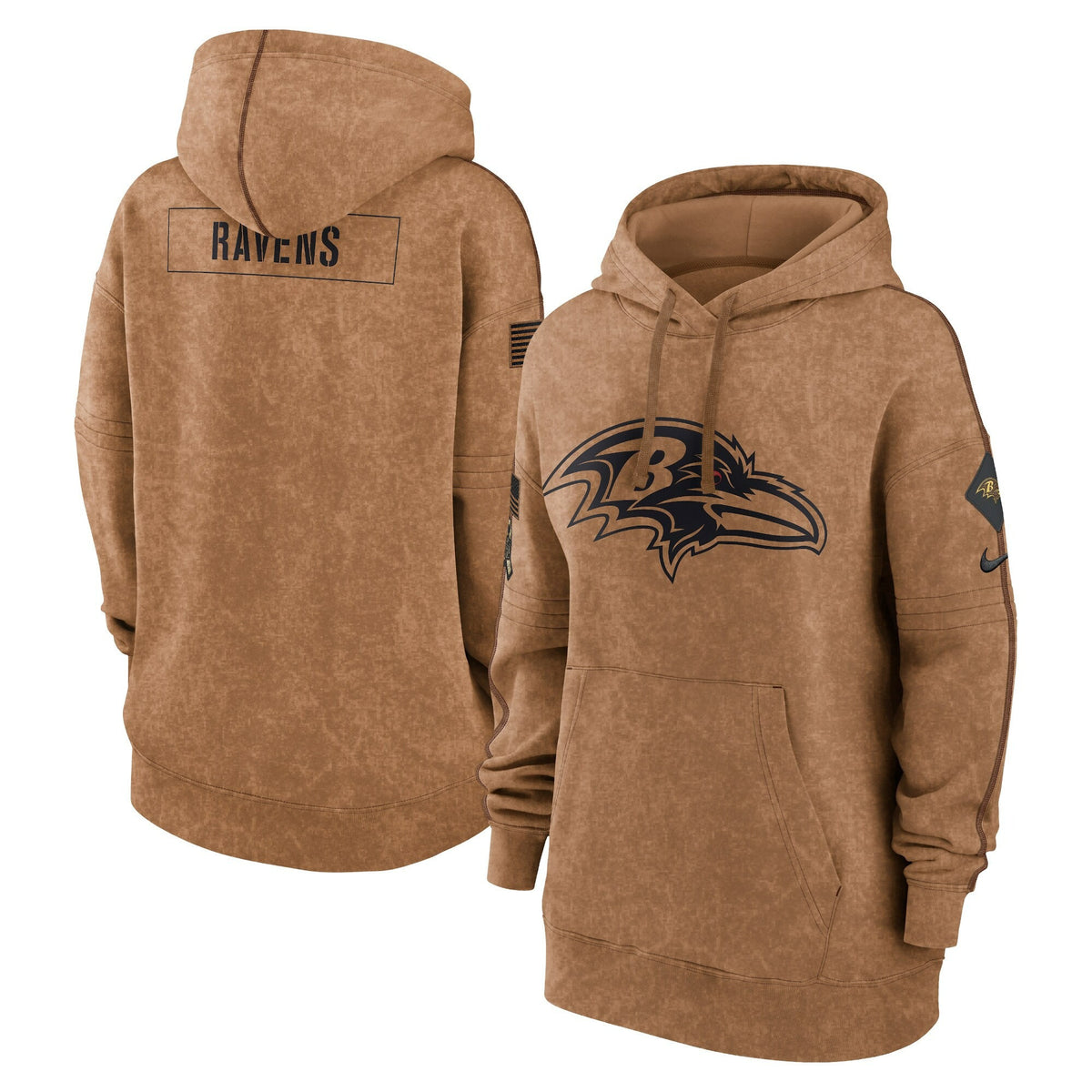 Baltimore Ravens 2023 Salute To Service Brown Hoodie - Printed - Printed — view 1
