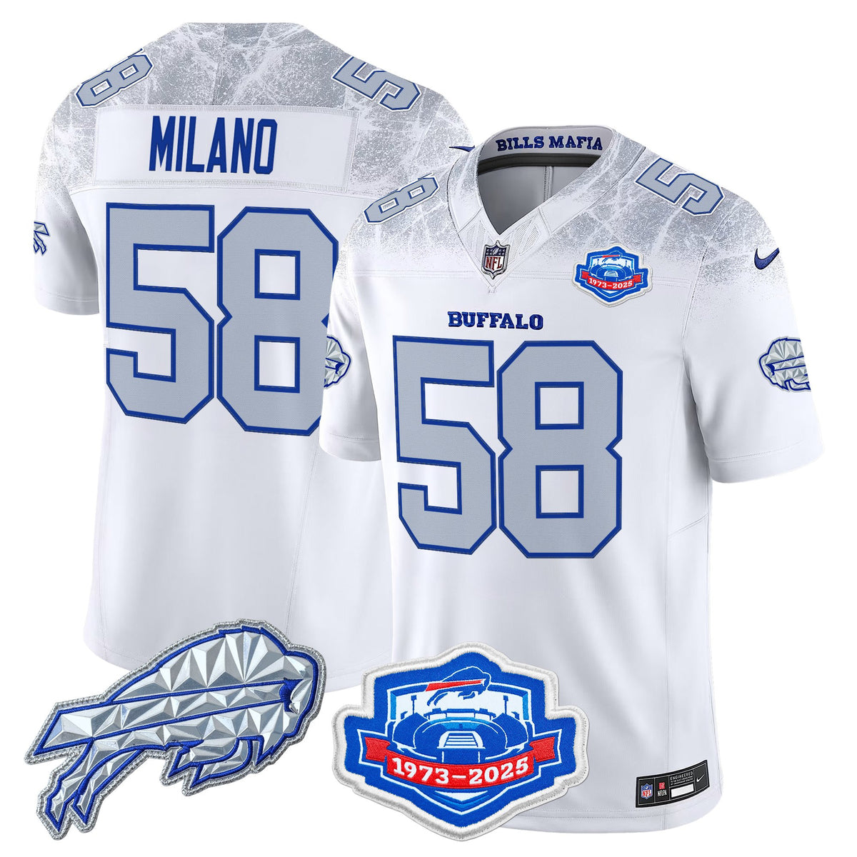 Men's Buffalo Bills 2025 Rivalries Vapor Limited Jersey - Farewell Season Patch - All Stitched - Cold Front - Matt Milano — view 1