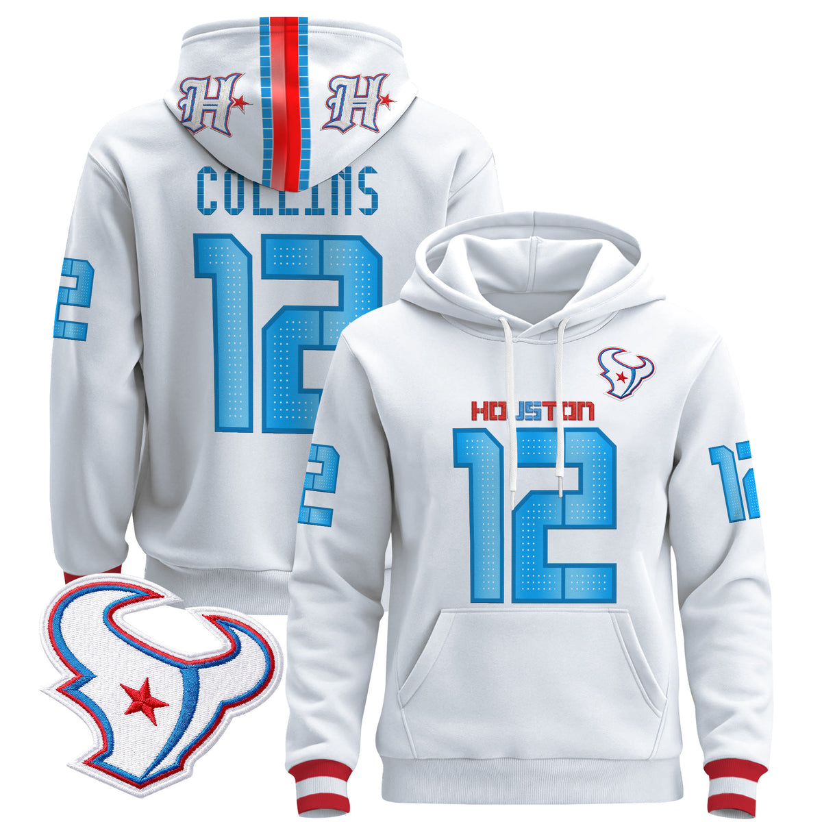 Houston Texans 2026 Rivalries Premium Pullover Hoodie - All Stitched - Nico Collins — view 1