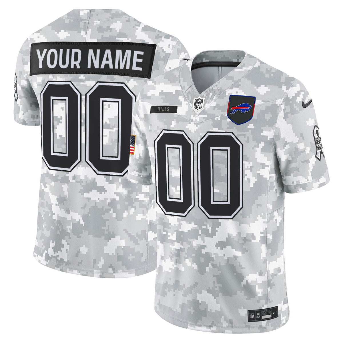 Buffalo Bills 2025 Salute to Service Vapor Limited Custom Jersey - All Stitched - Arctic Camo — view 1