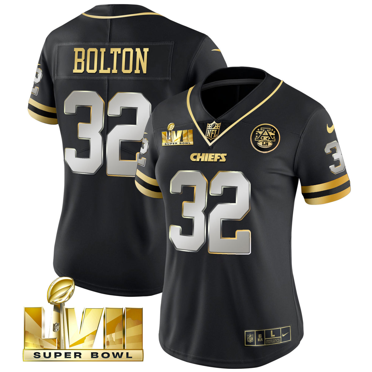 Women's Chiefs Throwback Limited Vapor Jersey - All Stitched - Black Limited - Nick Bolton — view 1