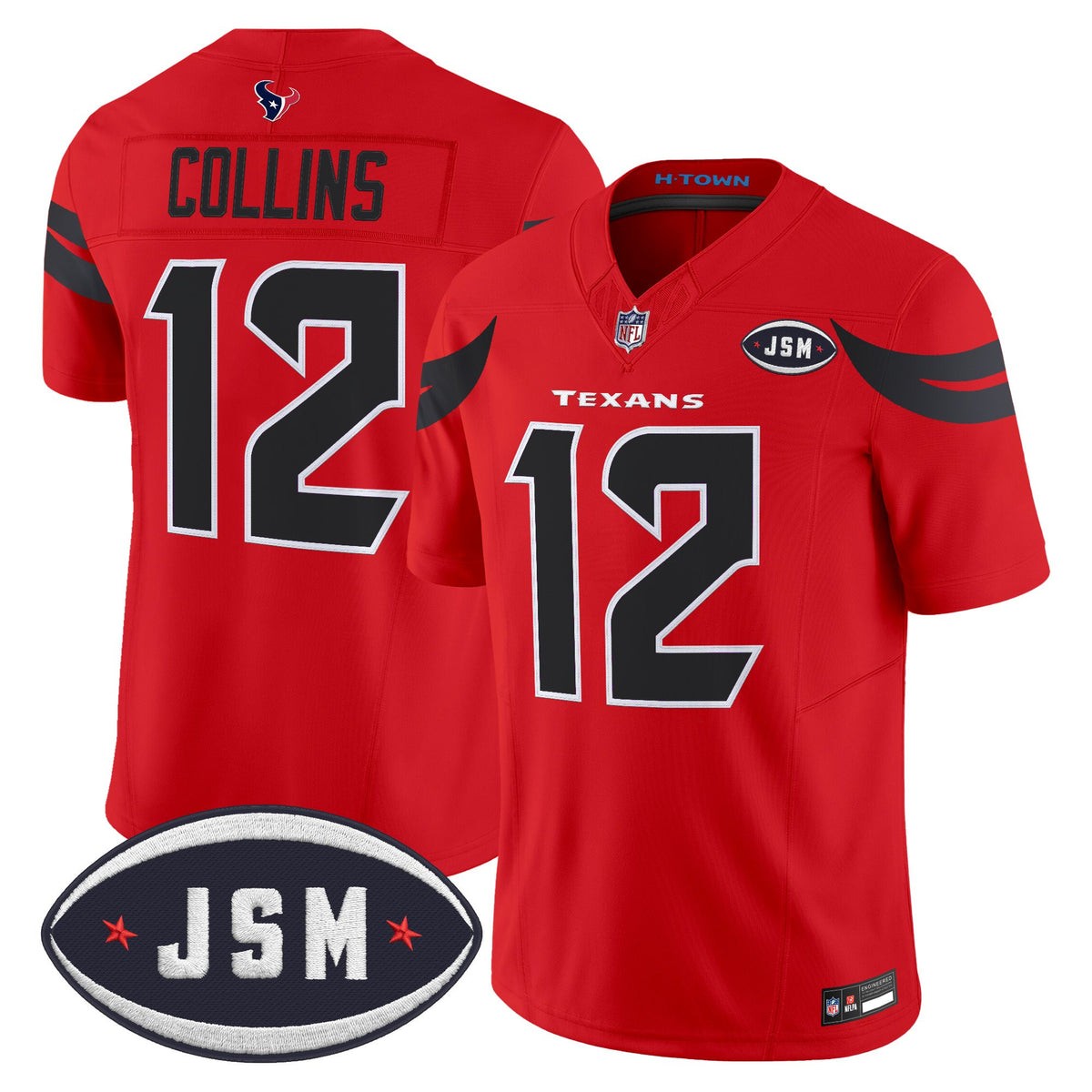 Men's Houston Texan Janice McNair Memorial Patch Vapor Limited Jersey - All Stitched - Red - Nico Collins — view 1