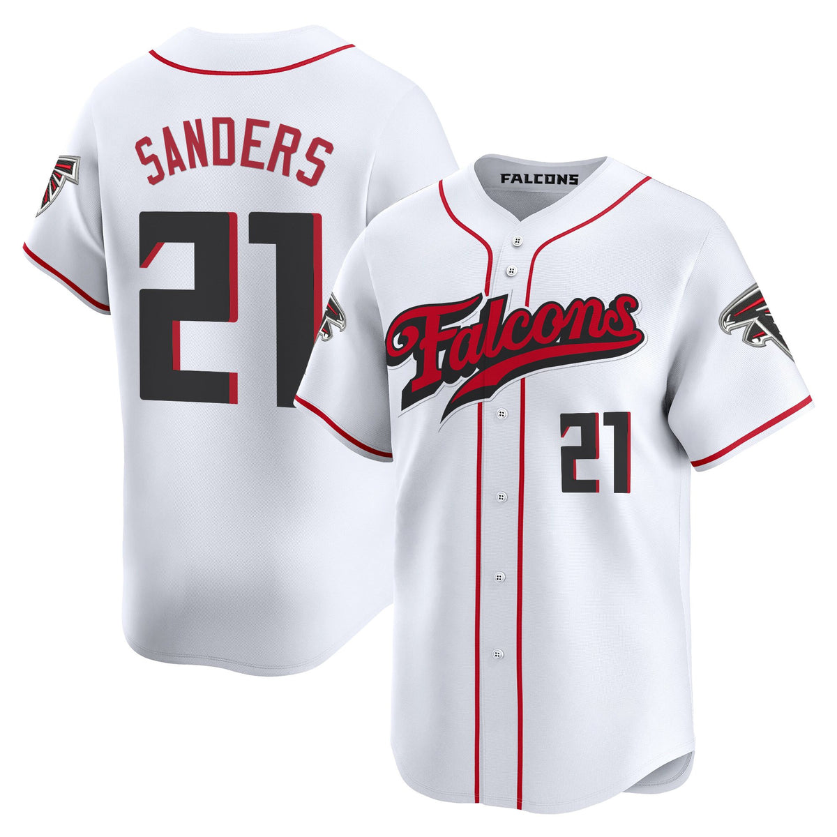 Men's Atlanta Falcons 2025 Vapor Limited Baseball Jersey - All Stitched - White - Deion Sanders — view 1