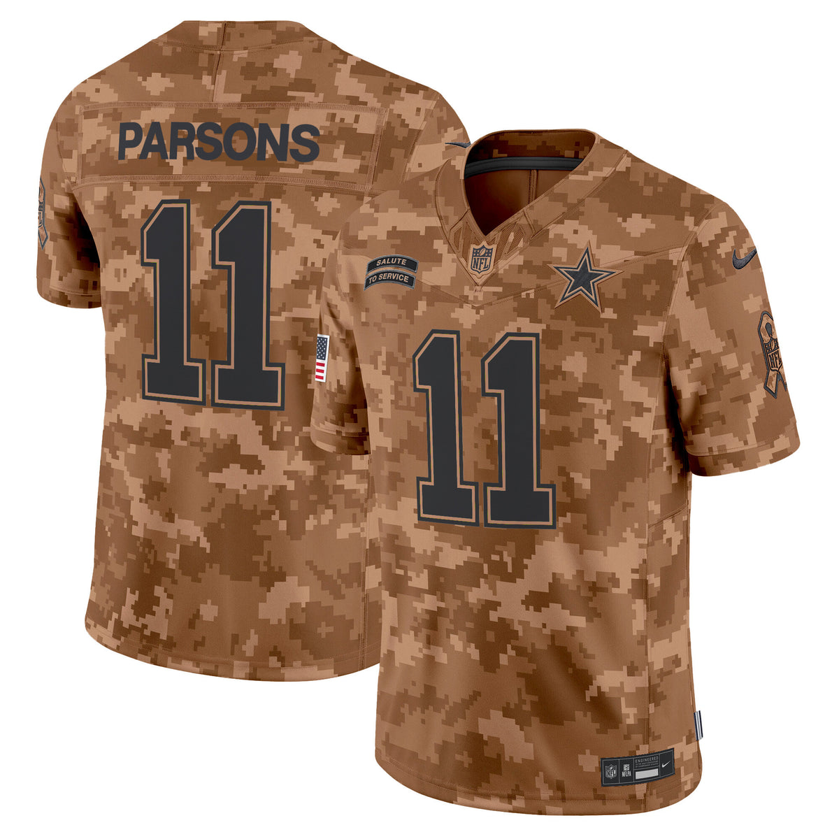 Men's Dallas Cowboys 2024 Salute to Service Vapor Limited Jersey - All stitched - Brown Camo - Micah Parsons — view 1