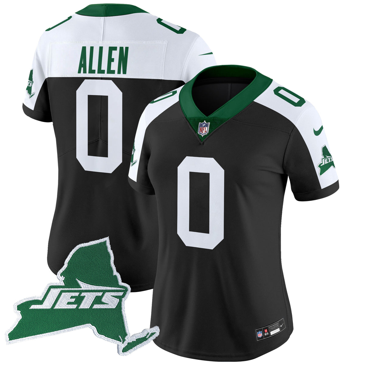 Women's New York Jets Home Patch Vapor Legacy Limited Jersey - All Stitched - Black Alternate - Braelon Allen — view 1
