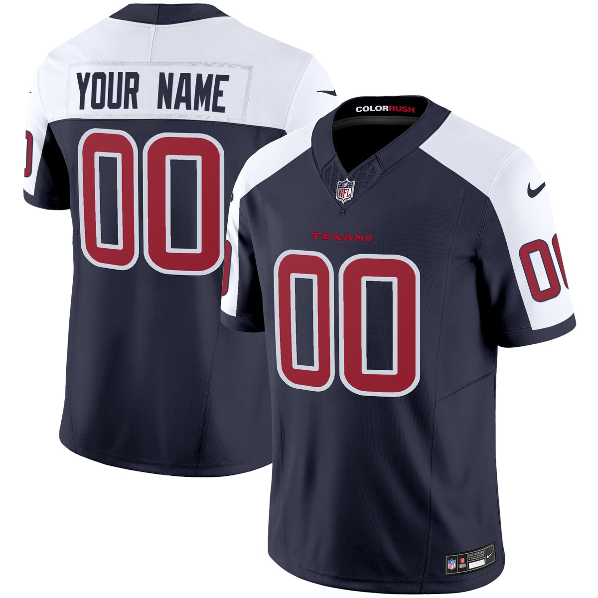 Houston Texans Color Rush Legend Vapor Custom Jersey - All Stitched - Navy Alternate — view 1