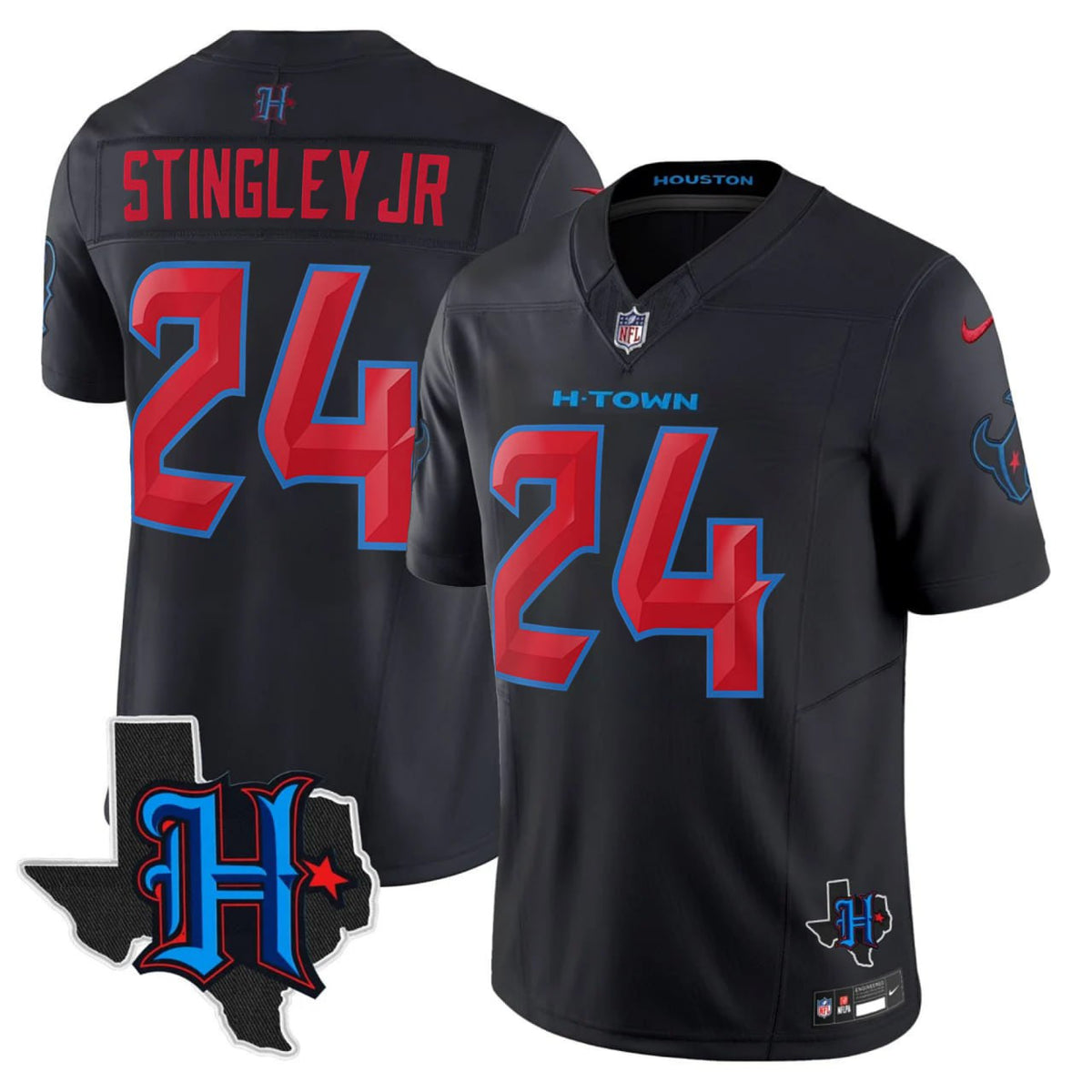Derek Stingley Jr. #24 Houston Texans Black Jersey - All Stitched - Derek Stingley Jr — view 1